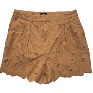 Express High-Waist Eyelet Scallop Shorts - Tan Sz 6